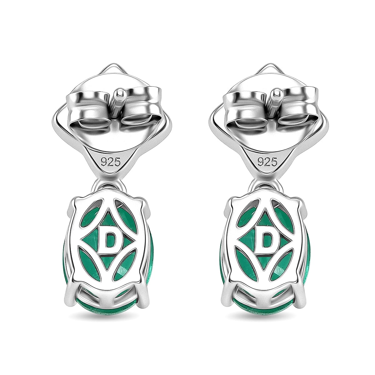 D'Joy Emeraldine Triplet Quartz &amp; Fresh Water Pearl Dangling Earring with Push Post in Platinum Overlay Sterling Silver 3.40 Ct. 8507853 5