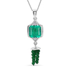D'Joy Emeraldine Triplet Quartz, Green Quartz & White Topaz Pendant with Chain (Size 20) in Platinum Overlay Sterling Silver 13.82 Ct