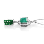D'Joy Emeraldine Triplet Quartz, Green Quartz & White Topaz Pendant with Chain (Size 20) in Platinum Overlay Sterling Silver 13.82 Ct