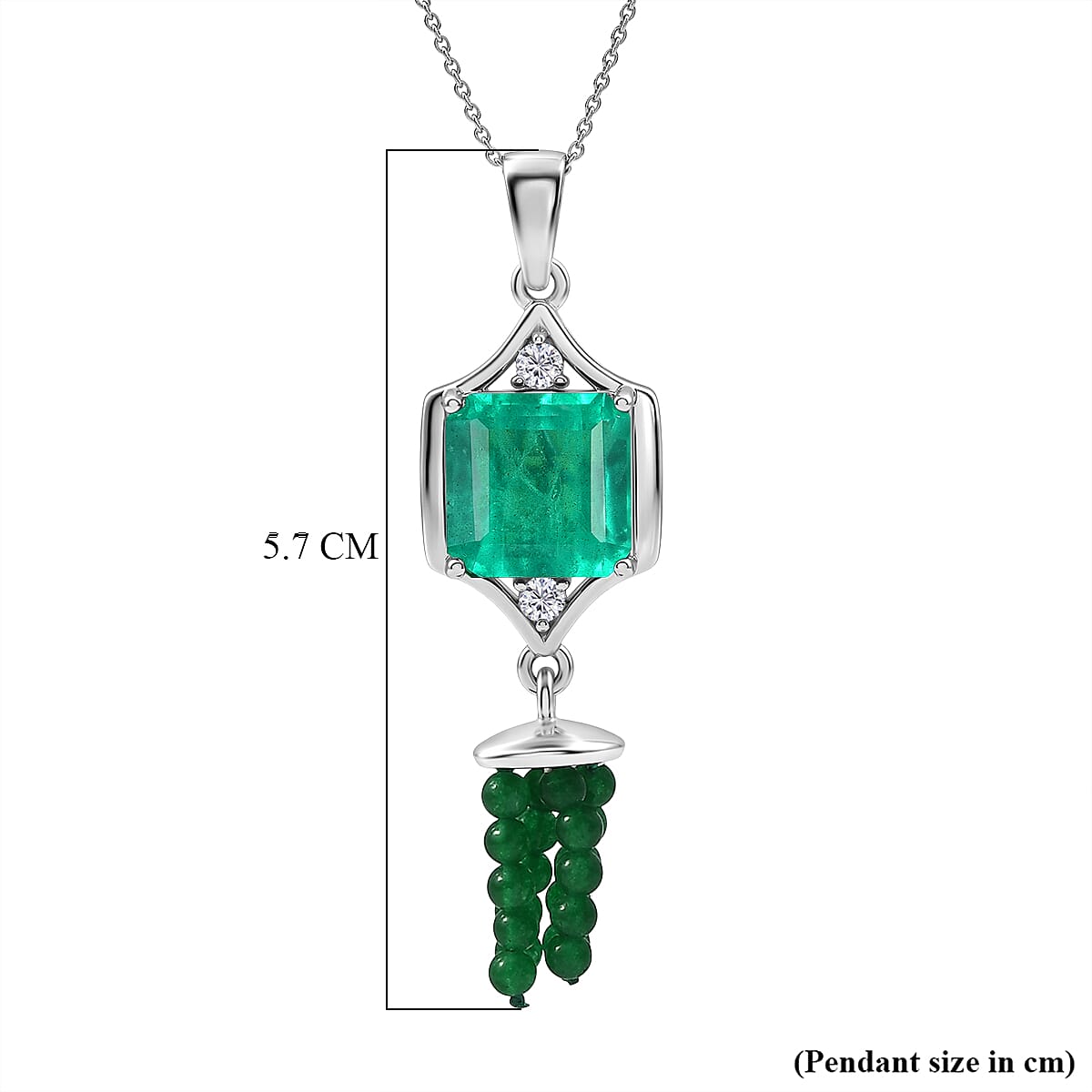 D'Joy Emeraldine Triplet Quartz, Green Quartz &amp; White Topaz  Geometric Drop Pendant with Chain (Size 20) in Platinum Overlay Sterling Silver 13.82 Ct 4461599 6