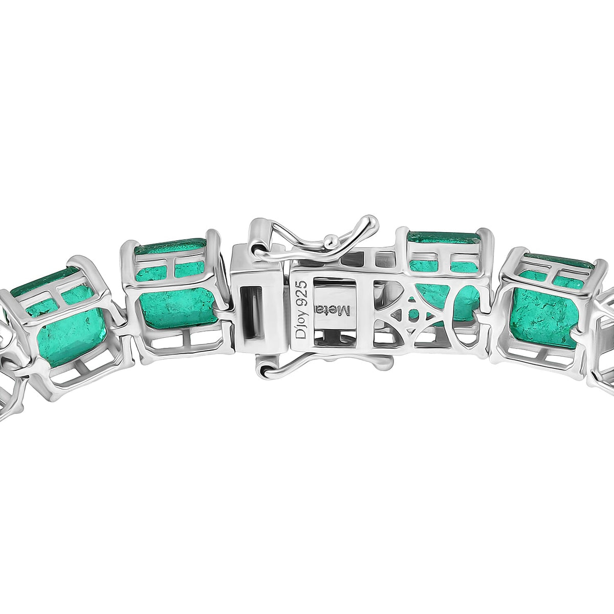 D'Joy Emeraldine Triplet Quartz Line Bracelet (Size - 7) with GB Lock Box in Rhodium Overlay Sterling Silver 36.41 Ct, Silver Wt. 14.70 Gms 8306121 4