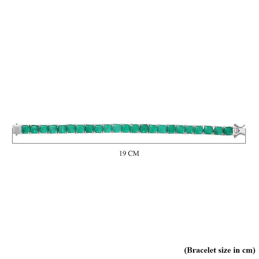 D'Joy Emeraldine Triplet Quartz Line Bracelet (Size 7.5) with GB Lock Box in Rhodium Overlay Sterling Silver 39.58 Ct, Silver Wt. 16.00 Gms.