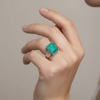 D'Joy Emeraldine Triplet Quartz Ring in Platinum Overlay Sterling Silver 6.58 Ct.