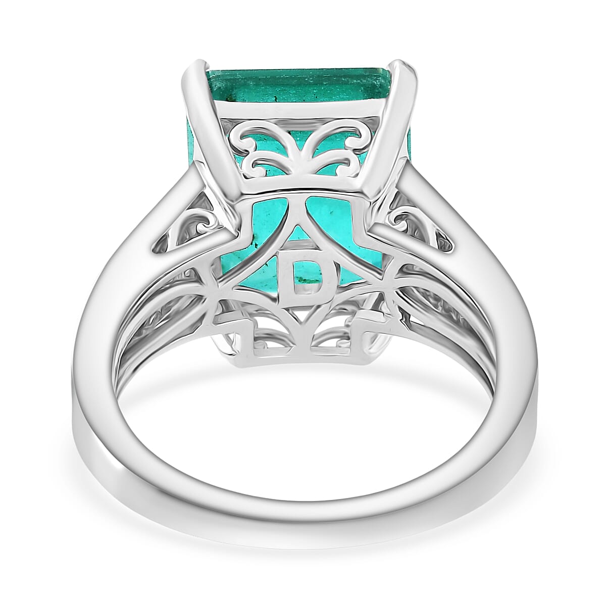 D'Joy - Emeraldine Triplet Quartz Solitaire Ring in Platinum Overlay Sterling Silver 6.58 Ct. 8345496 4