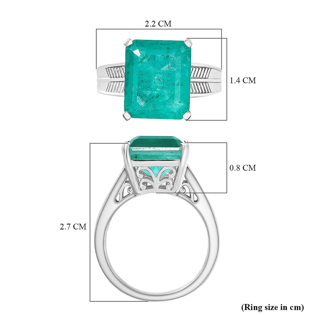 D'Joy Emeraldine Triplet Quartz Ring in Platinum Overlay Sterling Silver 6.58 Ct.