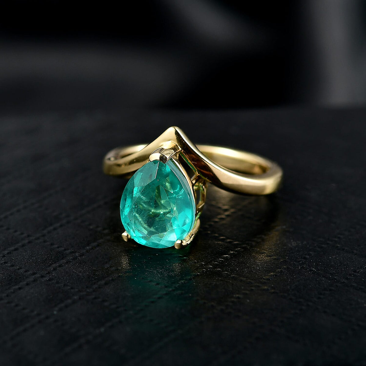 D'Joy Emeraldine Triplet Quartz Solitaire Drop Ring in Yellow Gold Plated Sterling Silver 2.84 Ct. 8353580 2