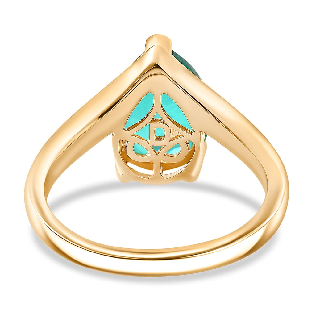 D'Joy Emeraldine Triplet Quartz Solitaire Ring in Yellow Gold Plated Sterling Silver 2.84 Ct.