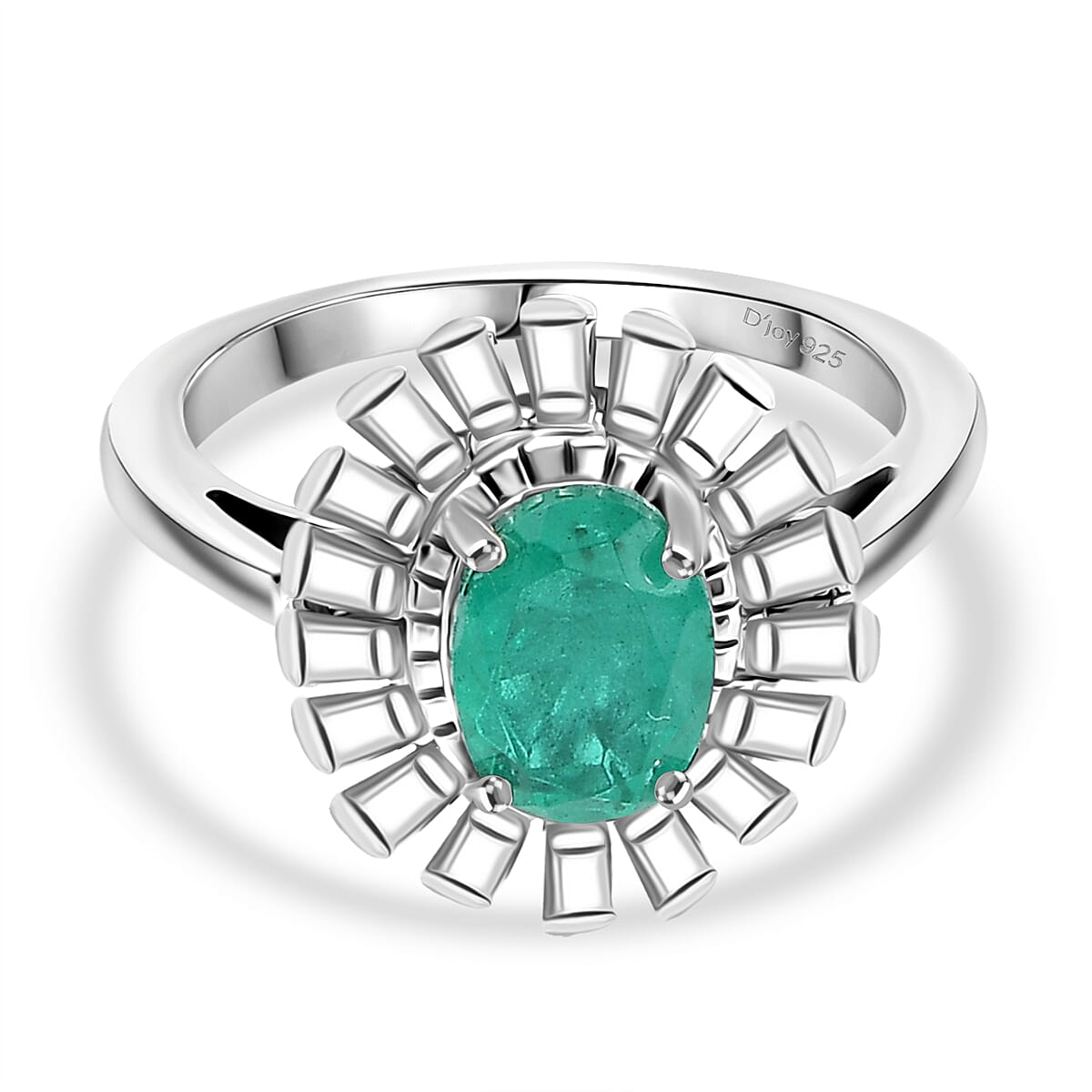 D'Joy Emeraldine Triplet Quartz Solitaire Ring in Platinum Overlay Sterling Silver 1.33 Ct. 8244878 0