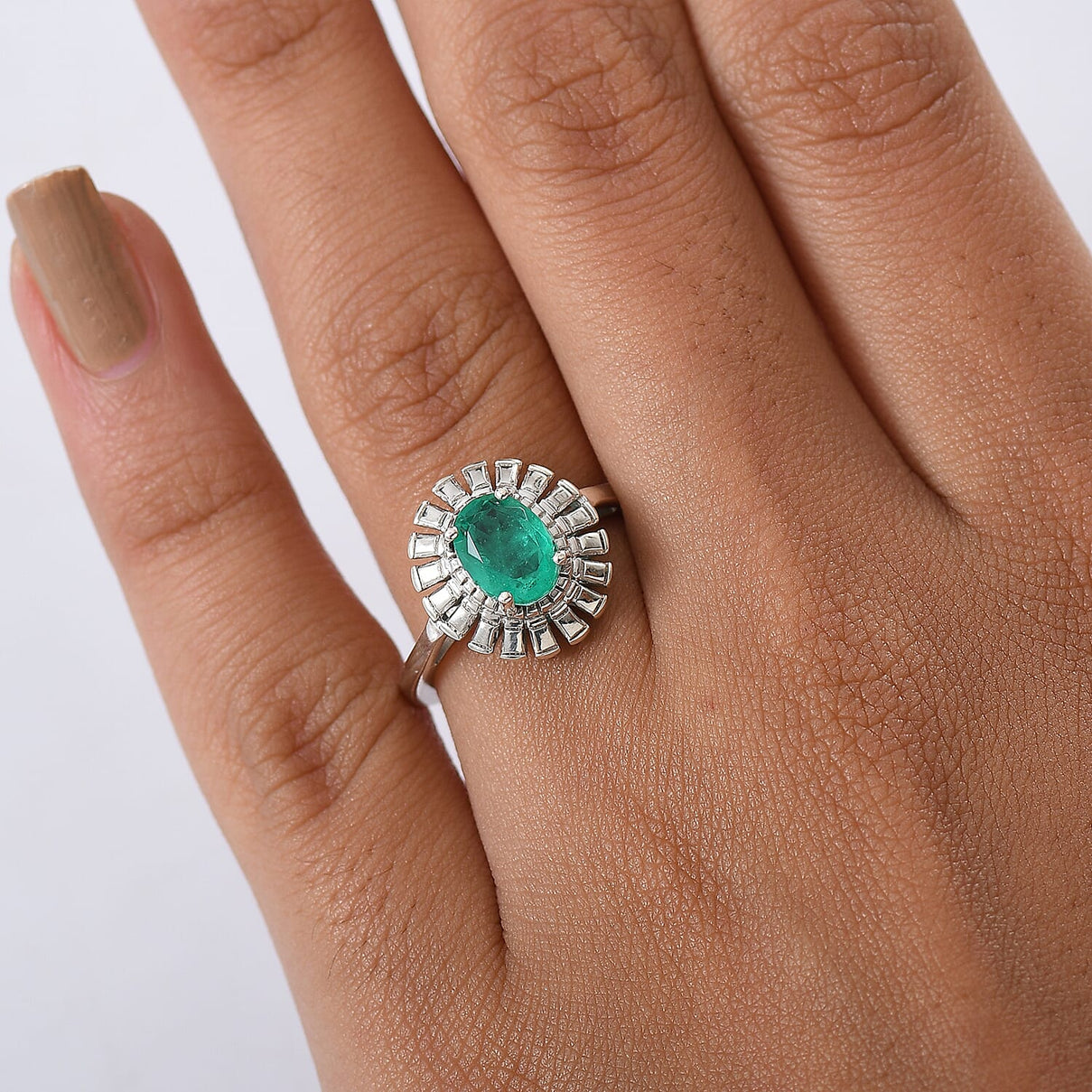 D'Joy Emeraldine Triplet Quartz Solitaire Ring in Platinum Overlay Sterling Silver 1.33 Ct. 8244878 3