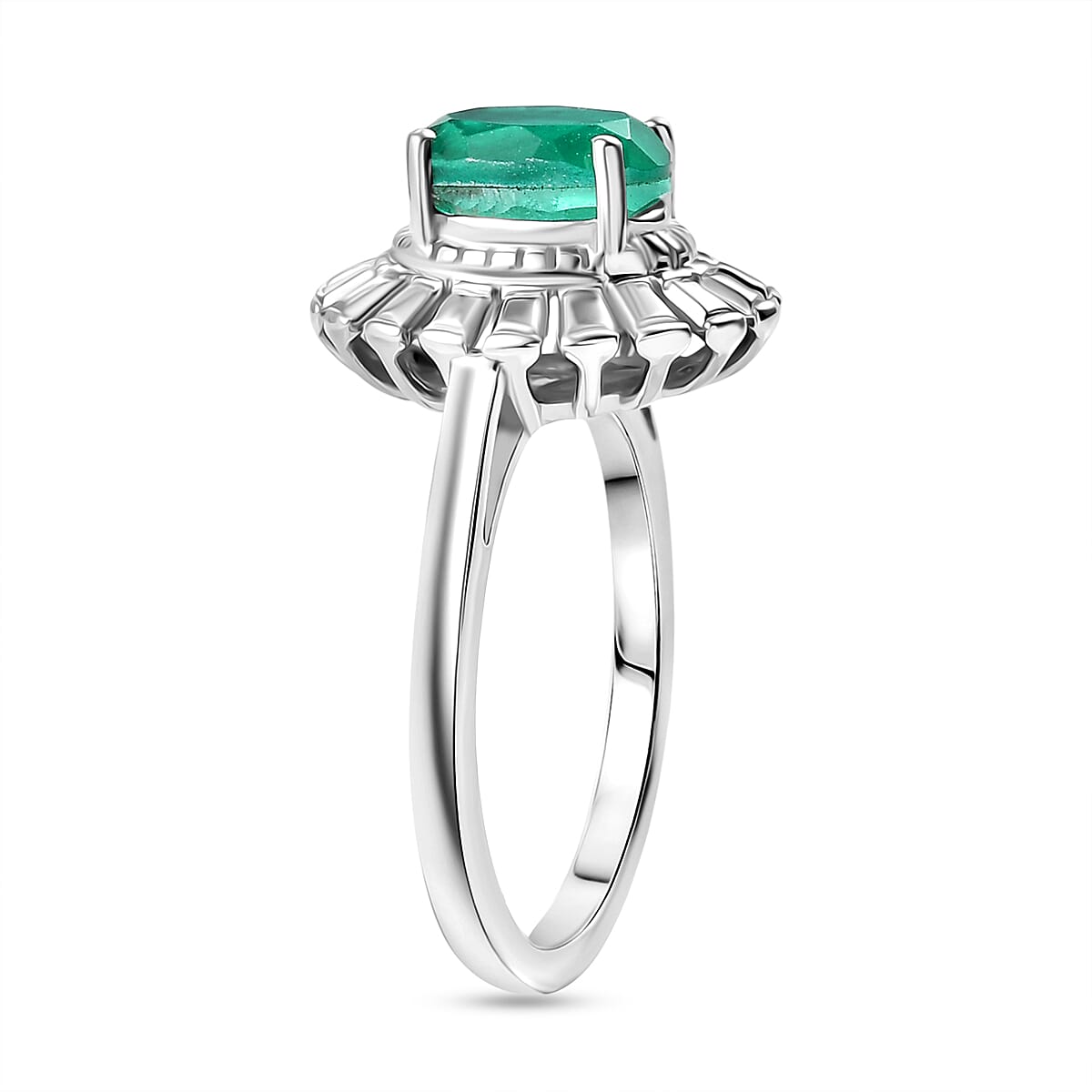 D'Joy Emeraldine Triplet Quartz Solitaire Ring in Platinum Overlay Sterling Silver 1.33 Ct. 8244878 4