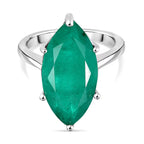 D'Joy Emeraldine Triplet Quartz Solitaire Ring in Platinum Overlay Sterling Silver 8.24 Ct.