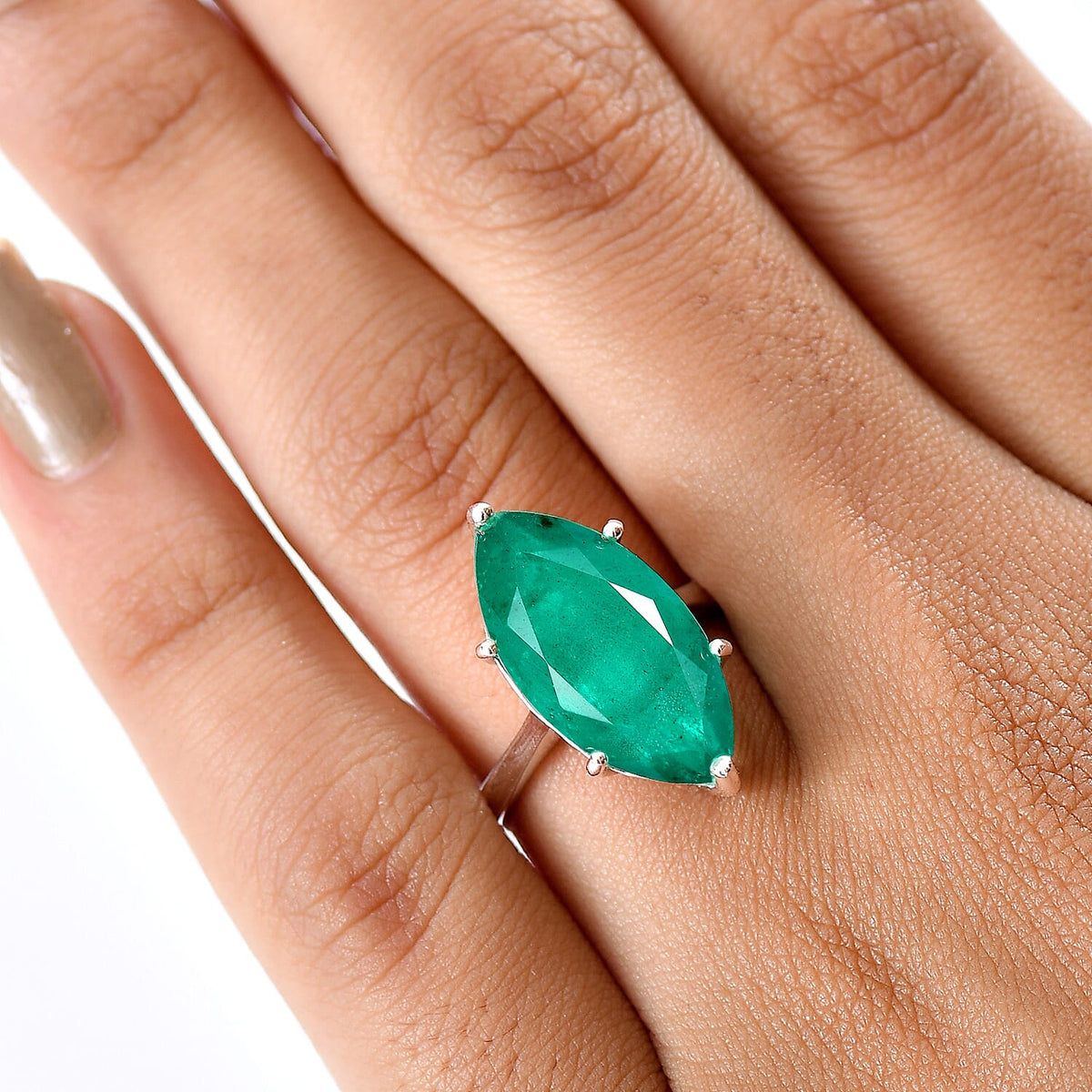 D'Joy Emeraldine Triplet Quartz Solitaire Ring in Platinum Overlay Sterling Silver 8.24 Ct. 8247579 3