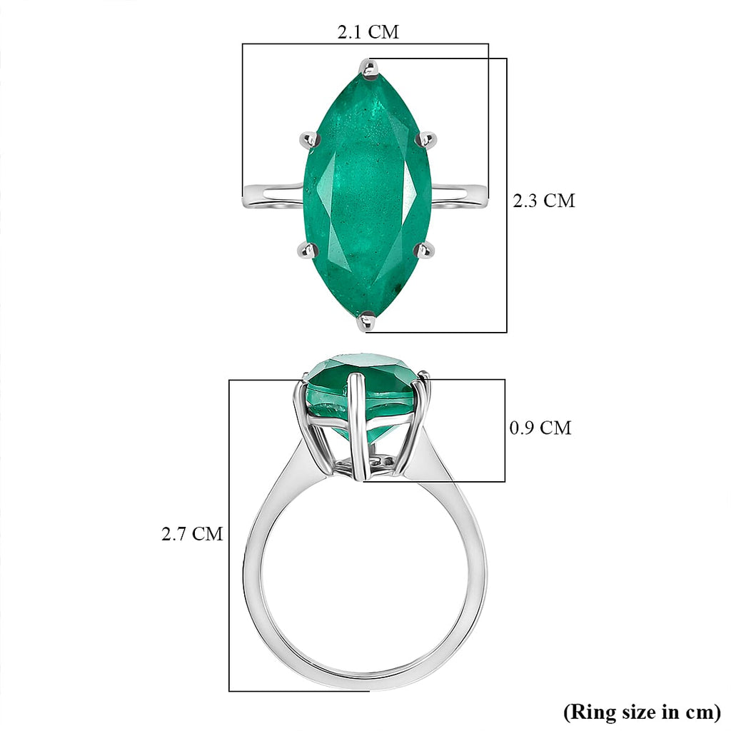 D'Joy Emeraldine Triplet Quartz Solitaire Ring in Platinum Overlay Sterling Silver 8.24 Ct.
