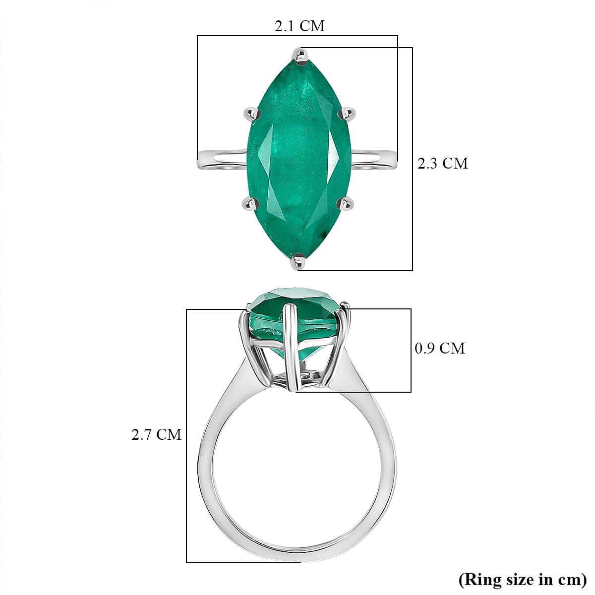 D'Joy Emeraldine Triplet Quartz Solitaire Ring in Platinum Overlay Sterling Silver 8.24 Ct. 8247579 6