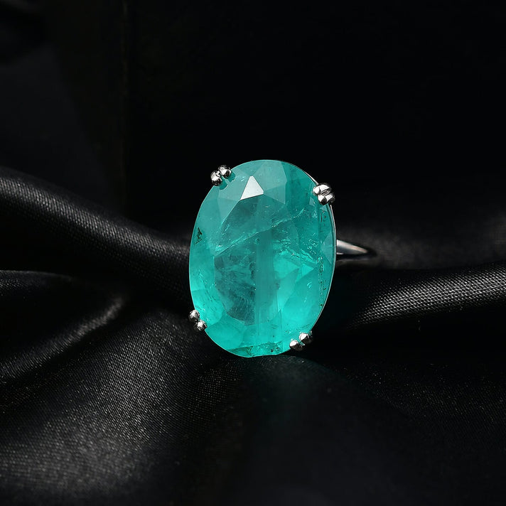D'Joy Emeraldine Triplet Quartz Solitaire Ring in Rhodium Overlay Sterling Silver 27.13 Ct, Silver Wt. 5.74 Gms. 8357920 2