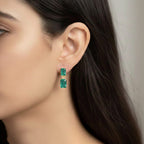D'Joy Emeraldine Triplet Quartz Solitaire Stud Push Post Earring in Yellow Gold Plated Sterling Silver 5.02 Ct.