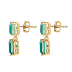 D'Joy Emeraldine Triplet Quartz Solitaire Stud Push Post Earring in Yellow Gold Plated Sterling Silver 5.02 Ct.