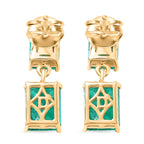 D'Joy Emeraldine Triplet Quartz Solitaire Stud Push Post Earring in Yellow Gold Plated Sterling Silver 5.02 Ct.