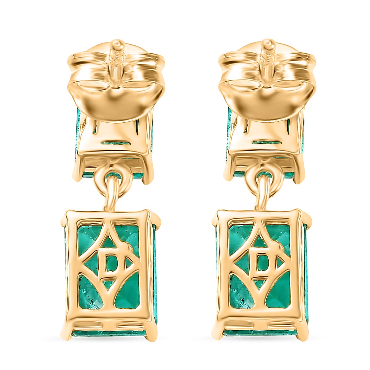 D'Joy Emeraldine Triplet Quartz Solitaire Stud Push Post Earring in Yellow Gold Plated Sterling Silver 5.02 Ct. 8355120 4