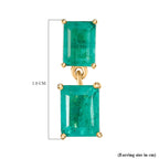 D'Joy Emeraldine Triplet Quartz Solitaire Stud Push Post Earring in Yellow Gold Plated Sterling Silver 5.02 Ct.