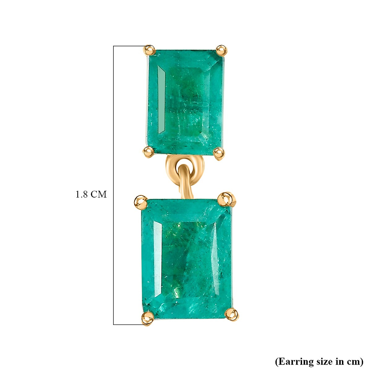 D'Joy Emeraldine Triplet Quartz Solitaire Stud Push Post Earring in Yellow Gold Plated Sterling Silver 5.02 Ct. 8355120 5