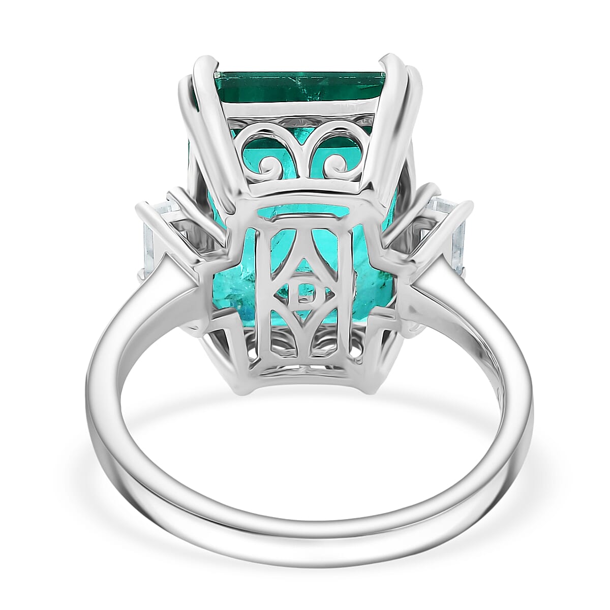 D'Joy Emeraldine Triplet Quartz &amp; White Topaz Ring in Platinum Overlay Sterling Silver 8.32 Ct. V32736910 5