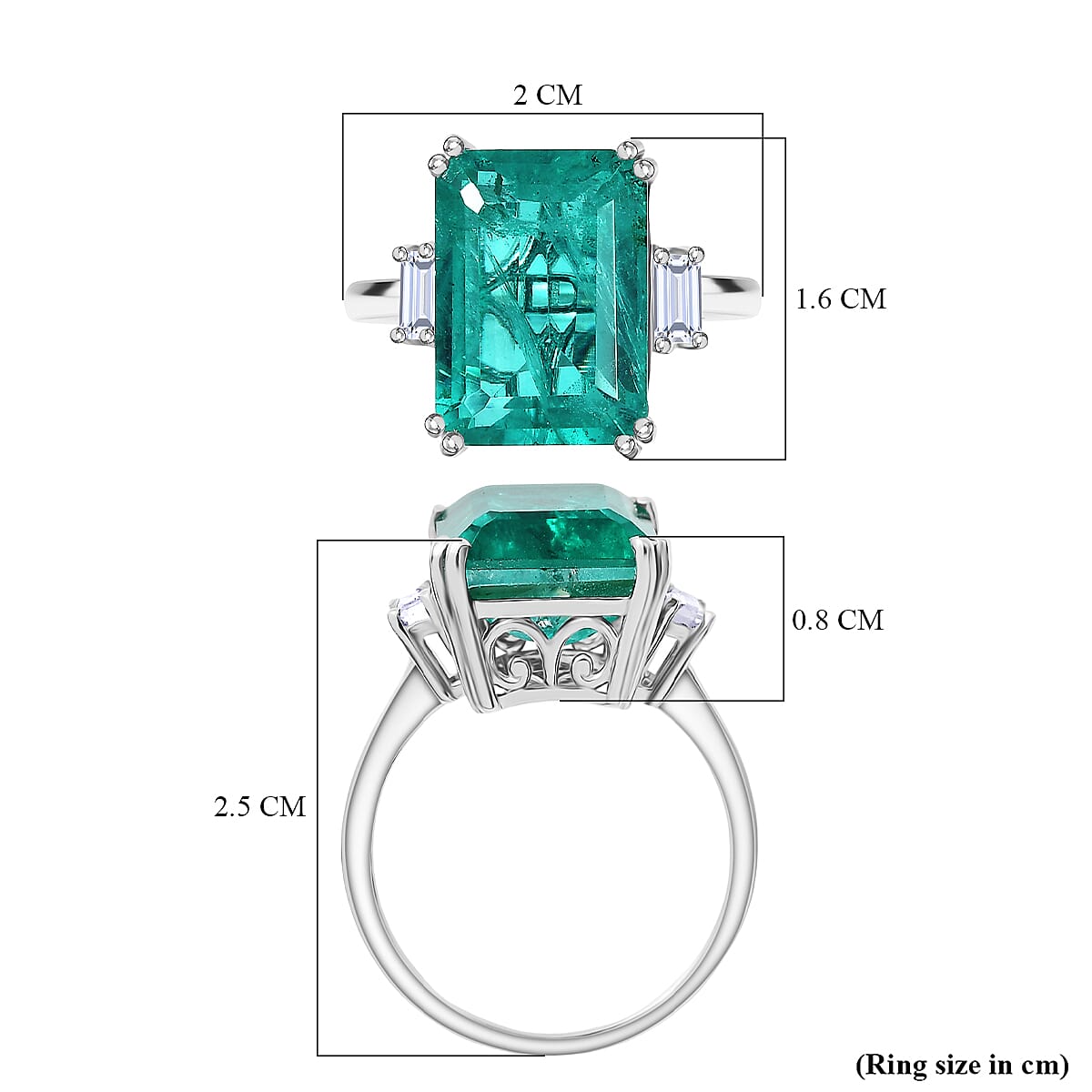 D'Joy Emeraldine Triplet Quartz &amp; White Topaz Ring in Platinum Overlay Sterling Silver 8.32 Ct. V32736910 6