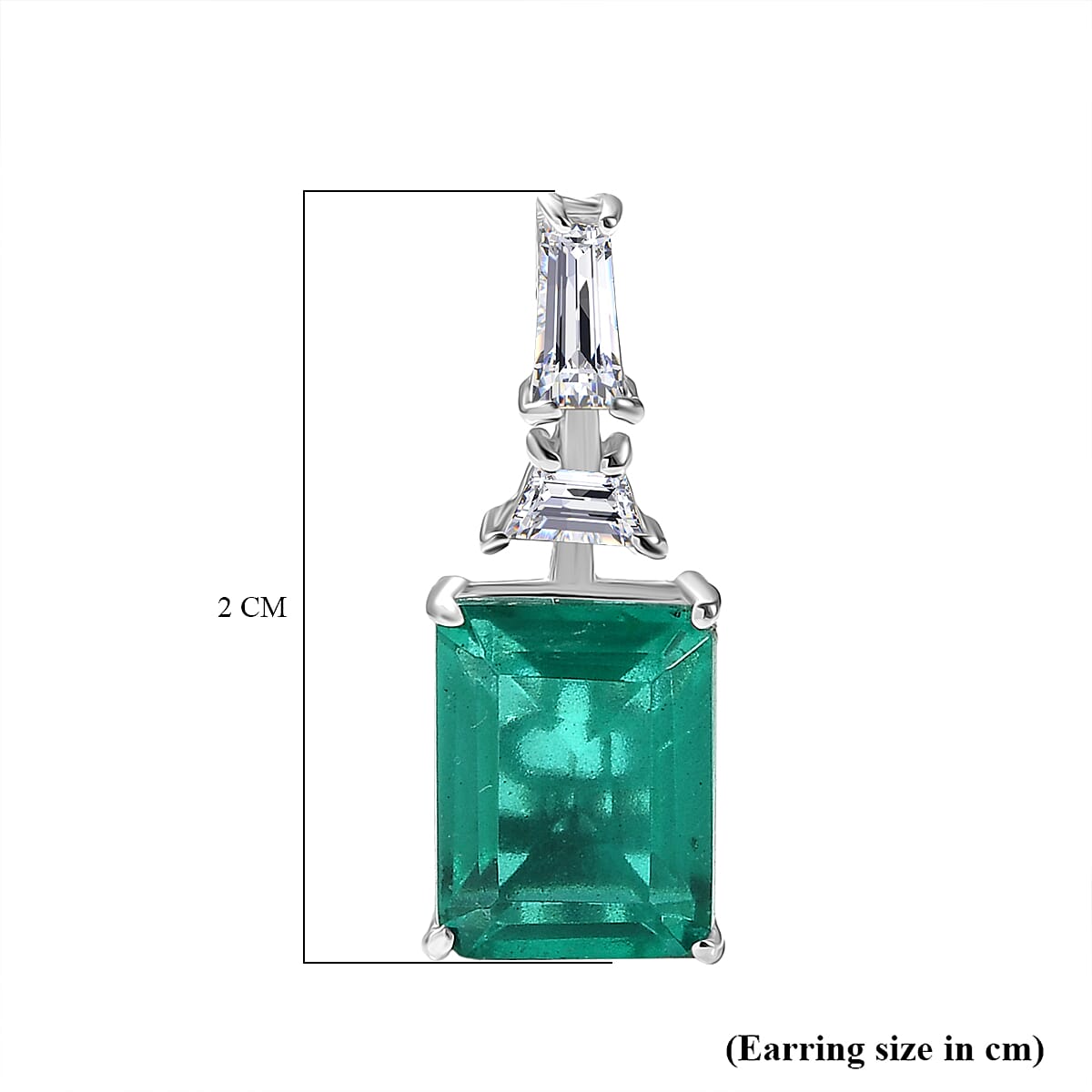 D'Joy Emeraldine Triplet Quartz &amp; White Topaz Stud Push Post Earring in Platinum Overlay Sterling Silver 5.86 Ct. 8244867 4