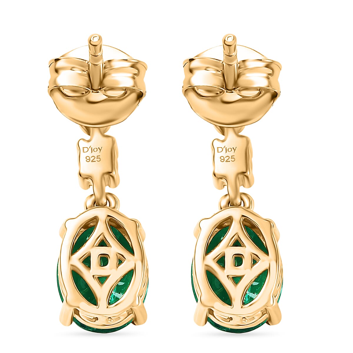 D'Joy Emeraldine Triplet Quartz &amp; White Zircon Dangling Earring in Yellow Gold Plated Sterling Silver 3.03 Ct. 8242313 4