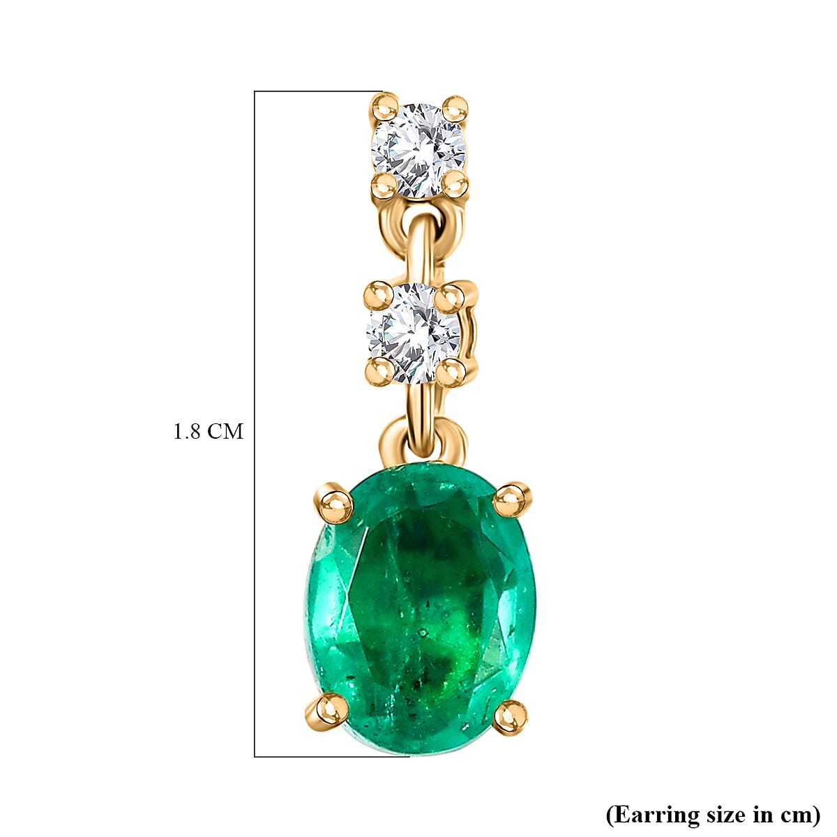 D'Joy Emeraldine Triplet Quartz &amp; White Zircon Dangling Earring in Yellow Gold Plated Sterling Silver 3.03 Ct. 8242313 5