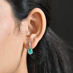 D'Joy Emeraldine Triplet Quartz & White Zircon Dangling Earring in Platinum Overlay Sterling Silver 4.69 Ct.