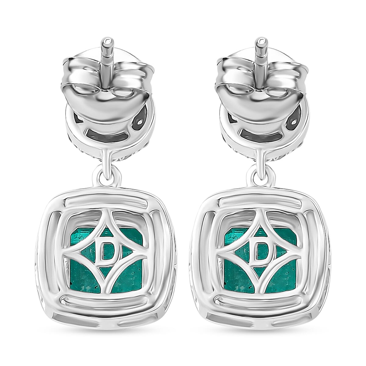 D'Joy Emeraldine Triplet Quartz and White Zircon Dangling Earring in Platinum Overlay Sterling Silver 4.47 Ct. 8353578 4