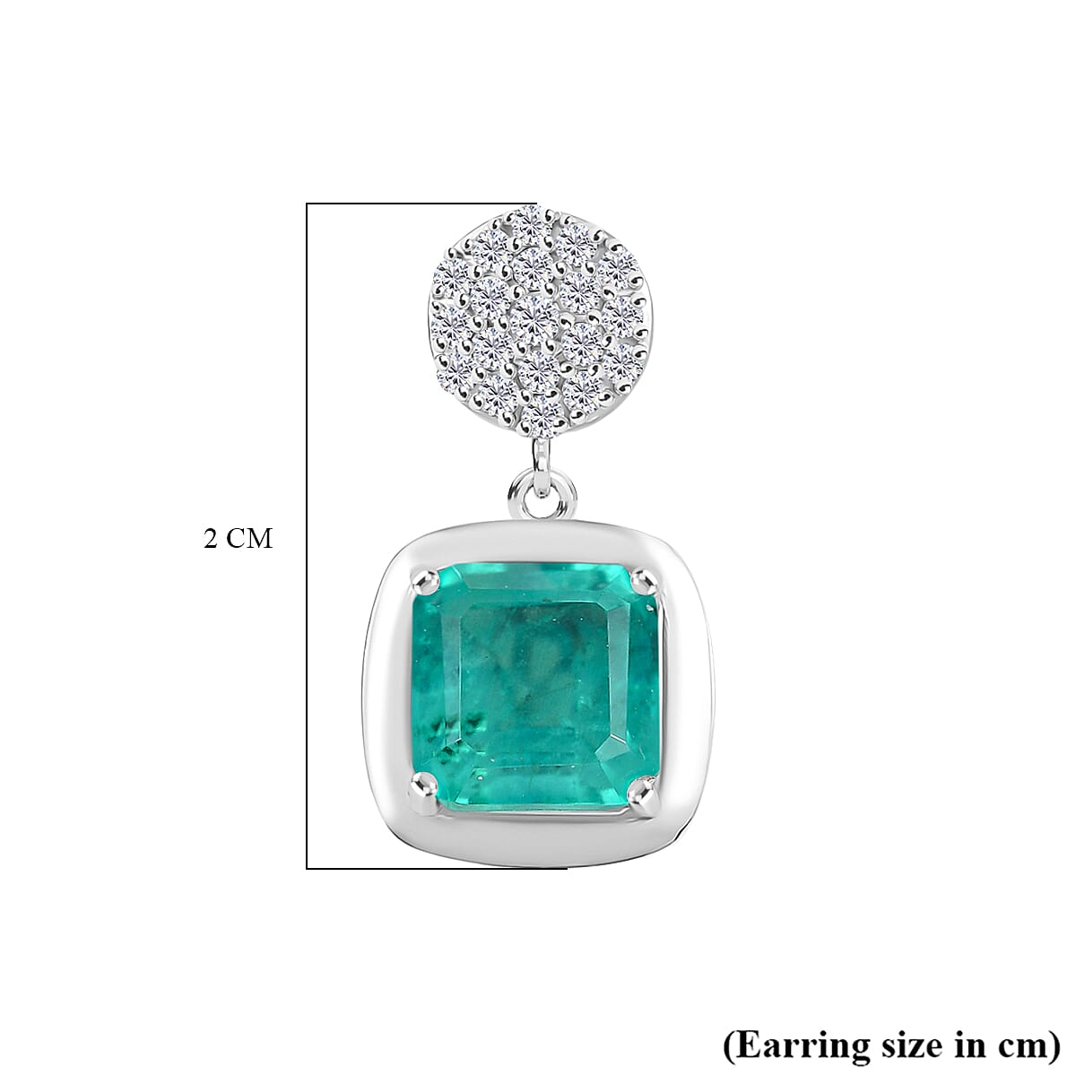 D'Joy Emeraldine Triplet Quartz and White Zircon Dangling Earring in Platinum Overlay Sterling Silver 4.47 Ct. 8353578 5
