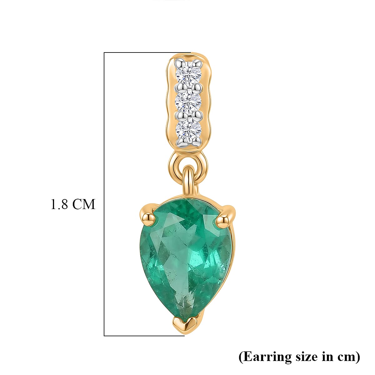 D'Joy Emeraldine Triplet Quartz &amp; White Zircon Dangling Earring with Push Post in Yellow Gold Plated Sterling Silver 2.85 Ct. 8507851 6