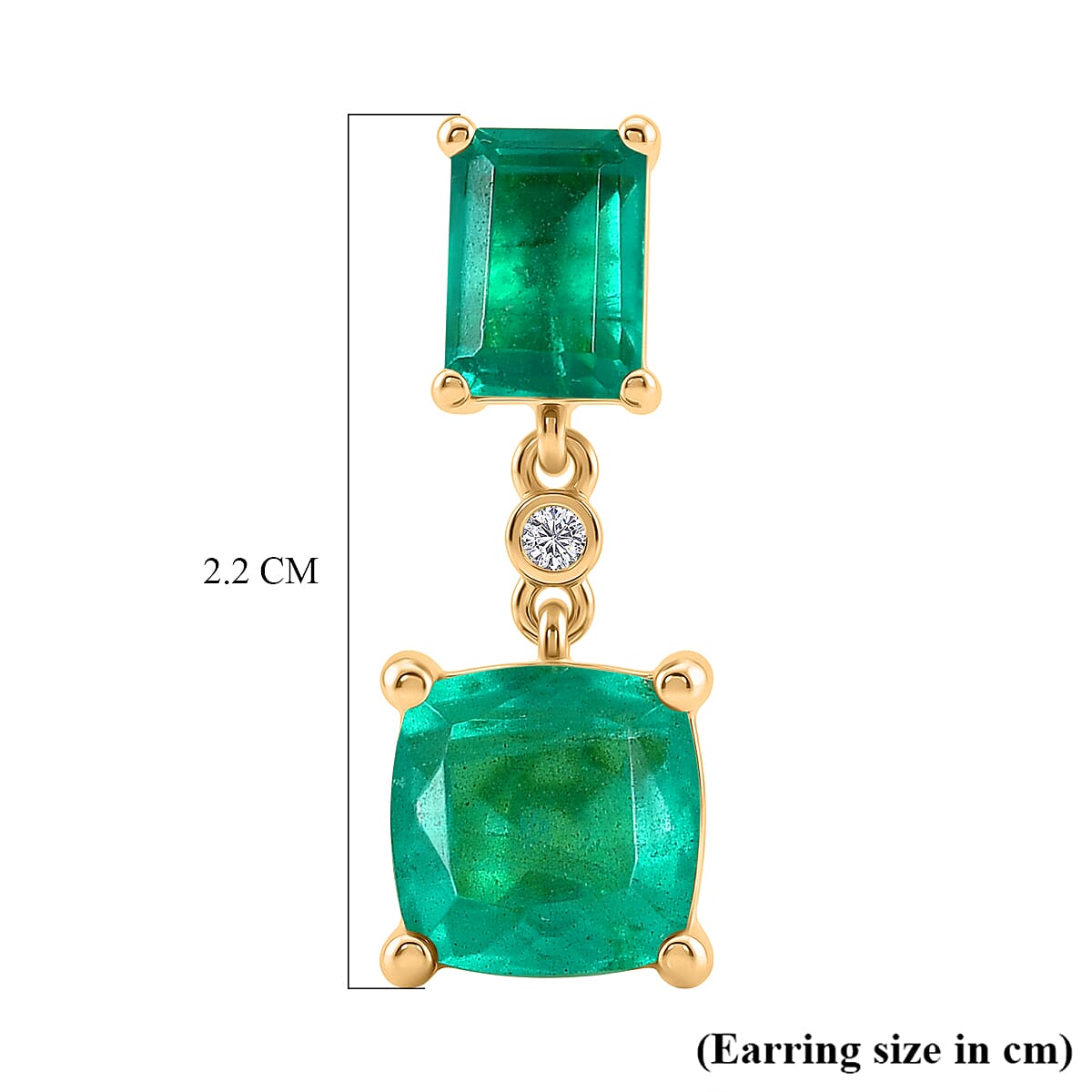 D'Joy Emeraldine Triplet Quartz &amp; White Zircon Dangling Earring with Push Post in Yellow Gold Plated Sterling Silver 7.75 Ct. 8513259 6