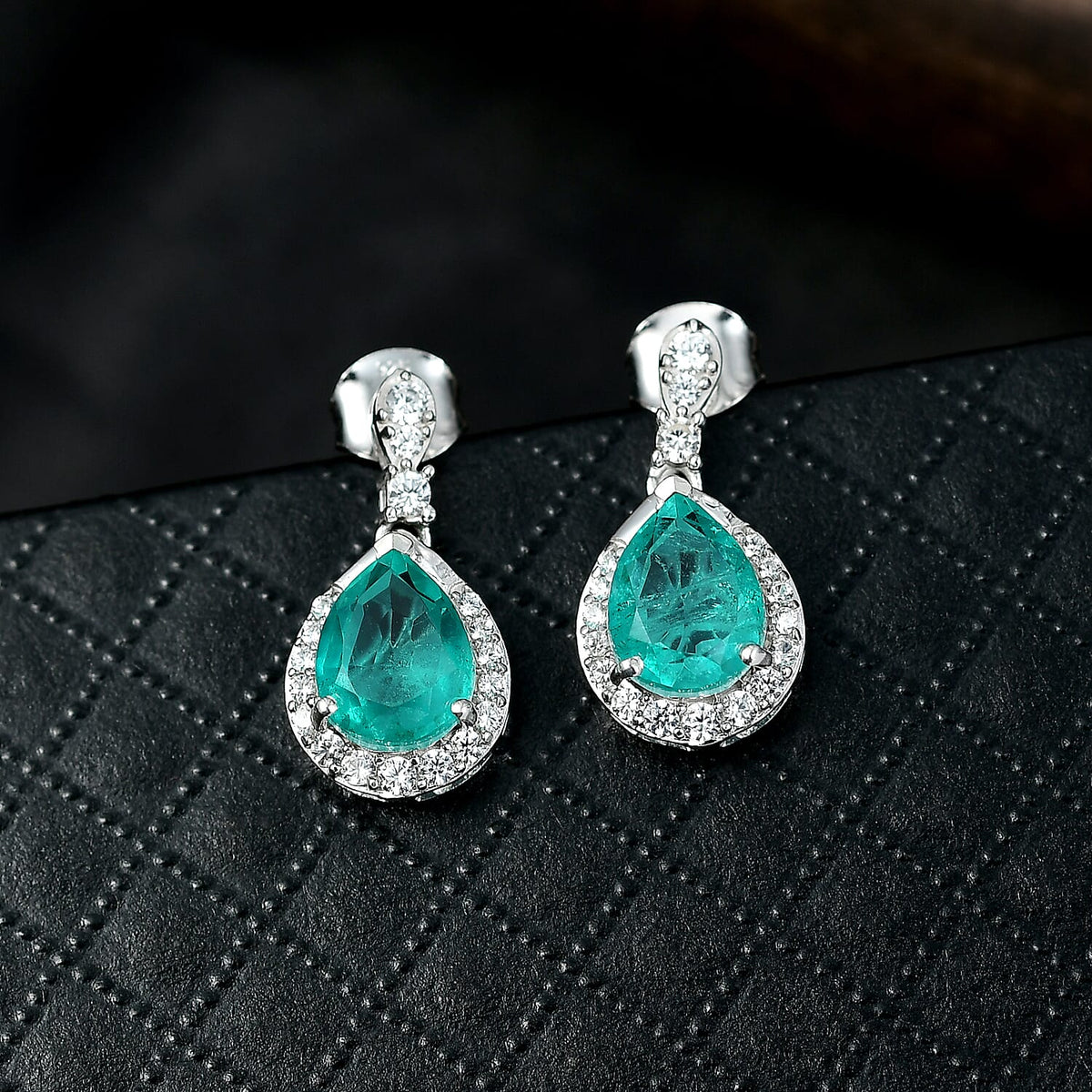 D'Joy Emeraldine Triplet Quartz &amp; White Zircon Earring in Platinum Overlay Sterling Silver 4.79 Ct. 8345221 1