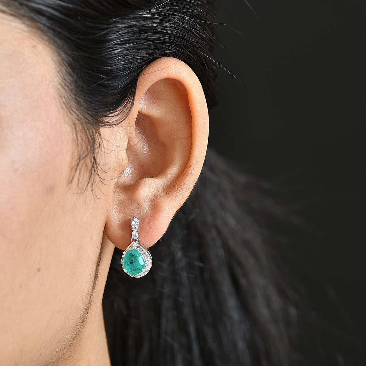 D'Joy Emeraldine Triplet Quartz &amp; White Zircon Earring in Platinum Overlay Sterling Silver 4.79 Ct. 8345221 2