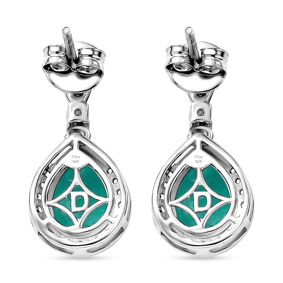 D'Joy Emeraldine Triplet Quartz &amp; White Zircon Earring in Platinum Overlay Sterling Silver 4.79 Ct. 8345221 4