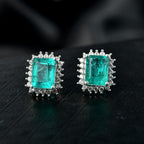 D'Joy Emeraldine Triplet Quartz & White Zircon Earring in Platinum Overlay Sterling Silver 3.06 Ct.