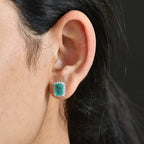 D'Joy Emeraldine Triplet Quartz & White Zircon Earring in Platinum Overlay Sterling Silver 3.06 Ct.