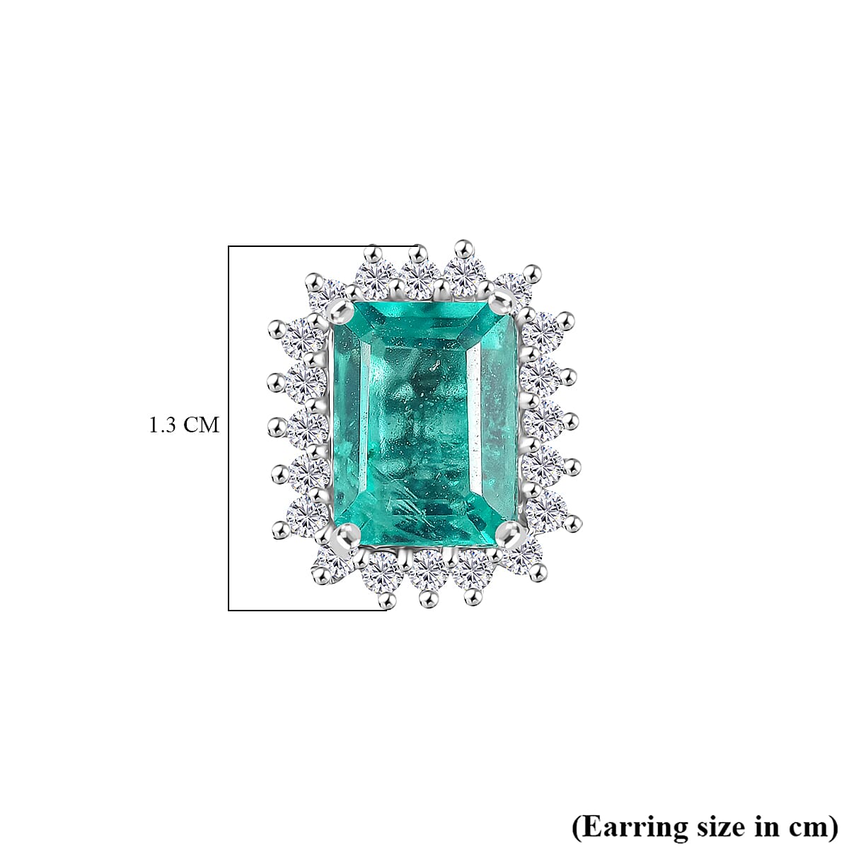 D'Joy 2.5 Ct. Emeraldine Triplet Quartz, White Zircon Halo Earring in Platinum Overlay Sterling Silver 8355083 4