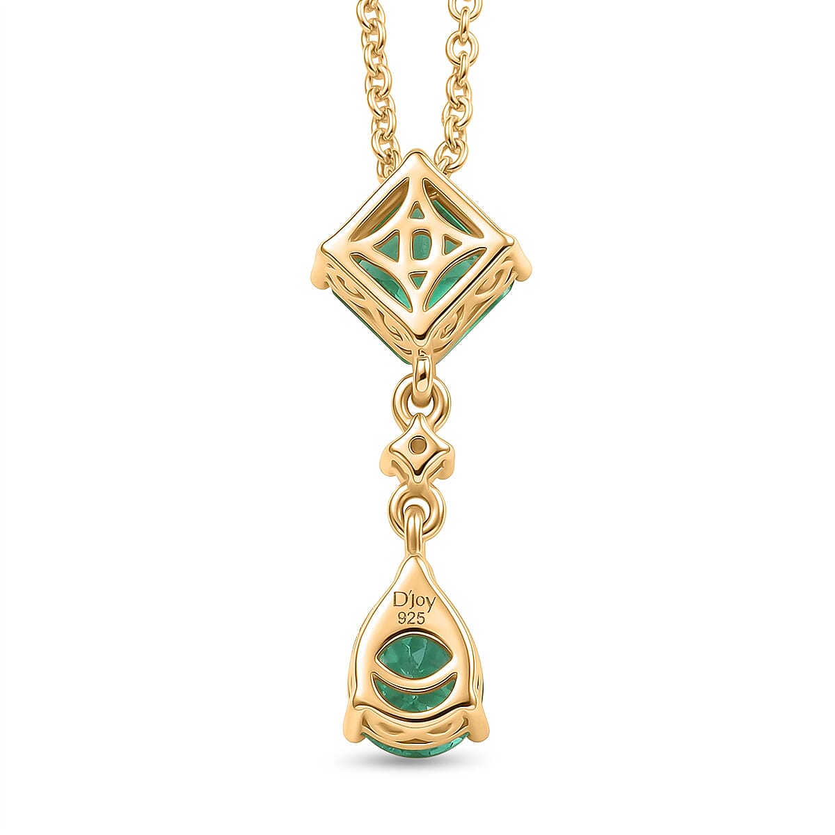 D'Joy Emeraldine Triplet Quartz &amp; White Zircon Drop Pendant with Chain (Size 20) in Yellow Gold Tone 3.20 Ct. 4461595 5