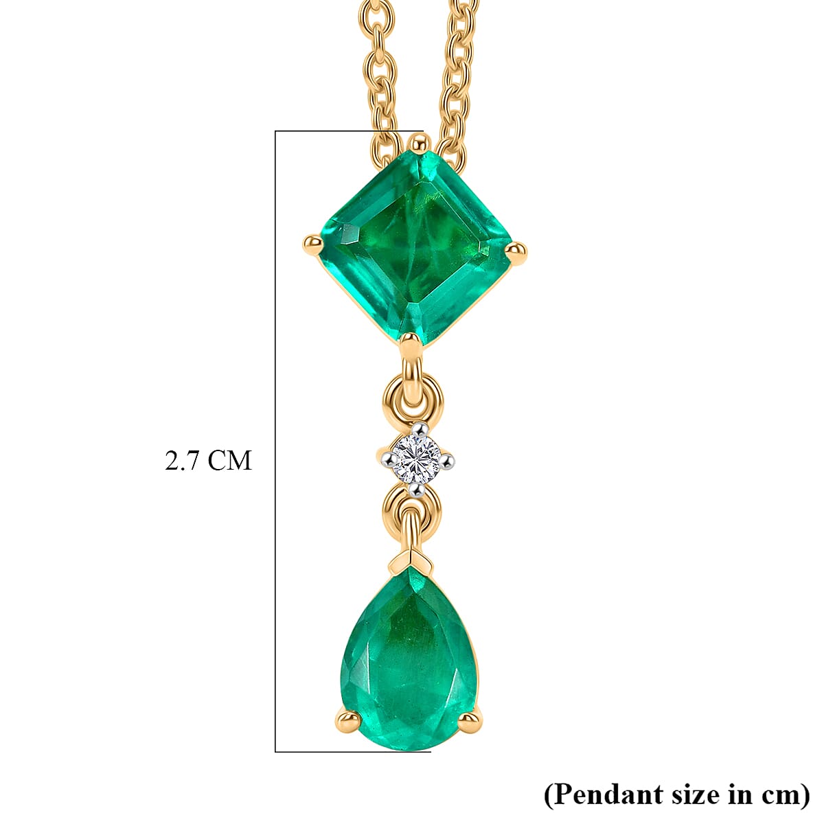 D'Joy Emeraldine Triplet Quartz &amp; White Zircon Drop Pendant with Chain (Size 20) in Yellow Gold Tone 3.20 Ct. 4461595 7