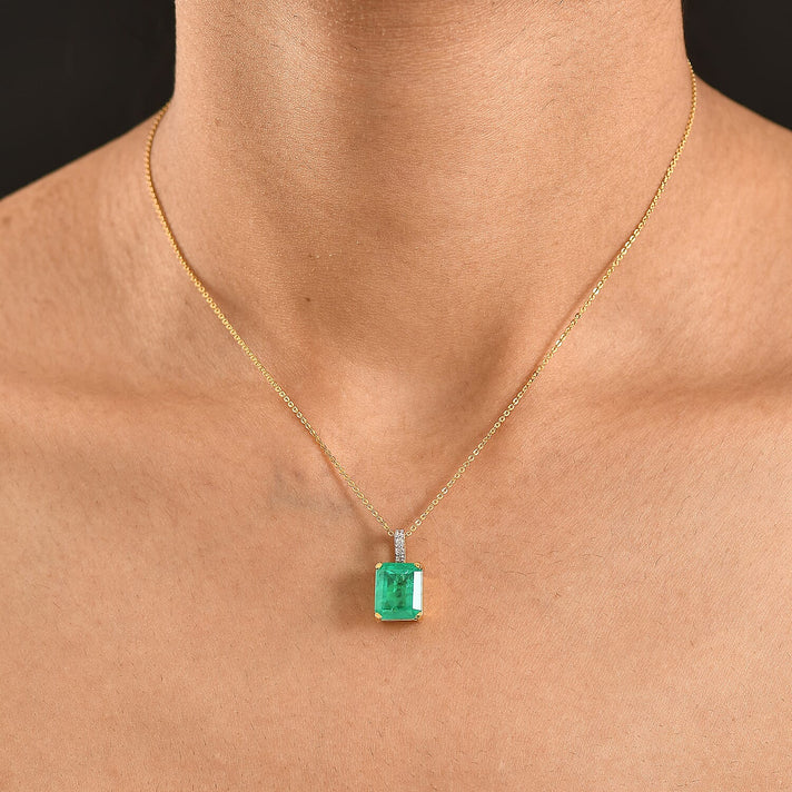 D'Joy Emeraldine Triplet Quartz &amp; White Zircon Pendant with Chain (Size 20) in Yellow Gold Plated Sterling Silver 5.42 Ct. 4461796 2