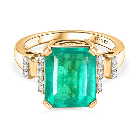 D'Joy Emeraldine Triplet Quartz &amp; White Zircon Ring in 18K Vermeil Yellow Gold Plated Sterling Silver 5.55 Ct. 8513955 1