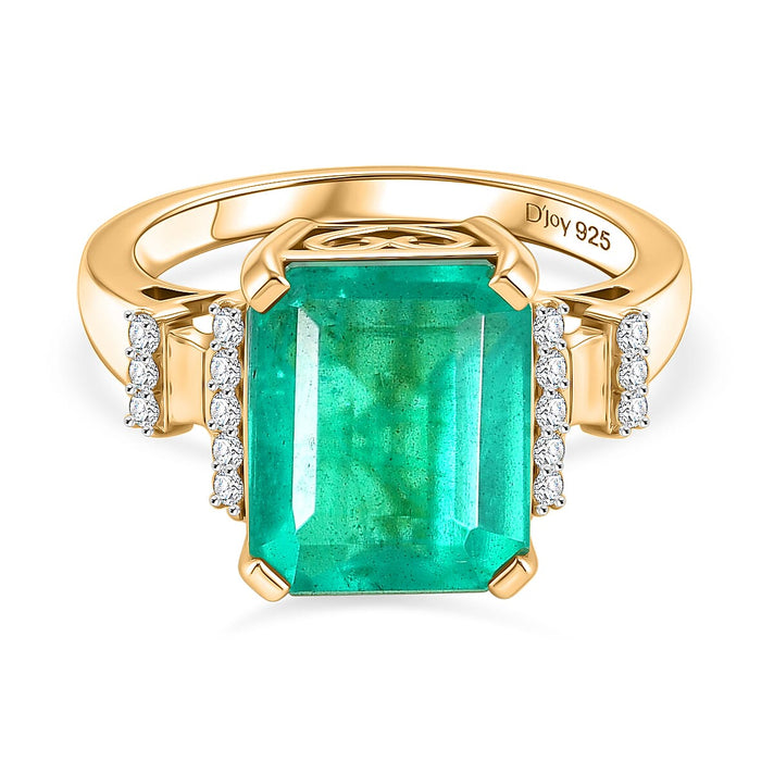 D'Joy Emeraldine Triplet Quartz &amp; White Zircon Ring in 18K Vermeil Yellow Gold Plated Sterling Silver 5.55 Ct. 8513955 1