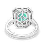 D'Joy Emeraldine Triplet Quartz & White Zircon Halo Ring in Rhodium Overlay Sterling Silver 2.14 Ct.