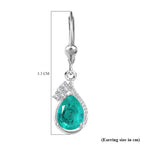 D'Joy Emeraldine Triplet Quartz & White Zircon Lever Back Earring in Platinum Overlay Sterling Silver 4.29 Ct.