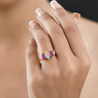 D'Joy Ethiopian Opal, African Ruby, White Zircon Main Stone With Side Stone Ring in 18K YG VermeilSterling Silver  2.639  Ct.