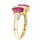 D'Joy Ethiopian Opal, African Ruby, White Zircon Main Stone With Side Stone Ring in 18K YG VermeilSterling Silver  2.639  Ct.